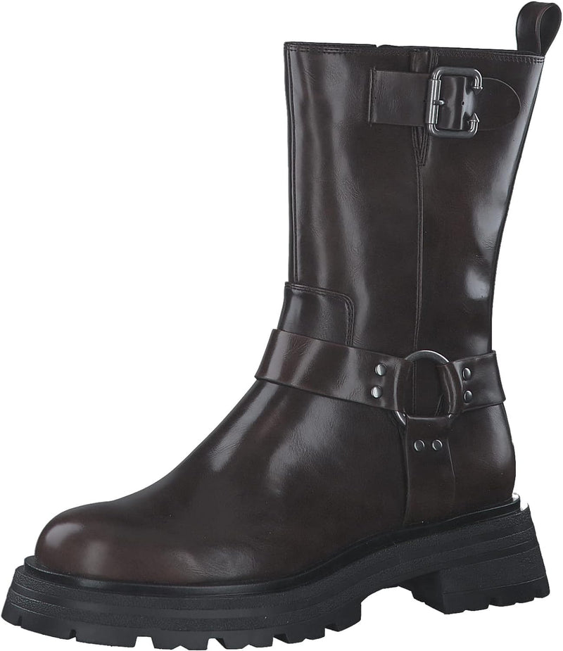 Tamaris Damen Biker Boots, Frauen Stiefeletten 37 EU Braun Mahogany, 37 EU Braun Mahogany