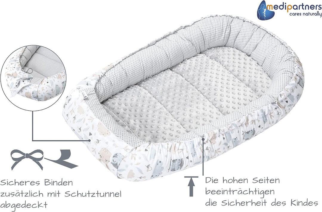 Medi Partners Babynest Kuschelnest Babynestchen 100% Baumwolle Nestchen Reisebett für Babys Säugling