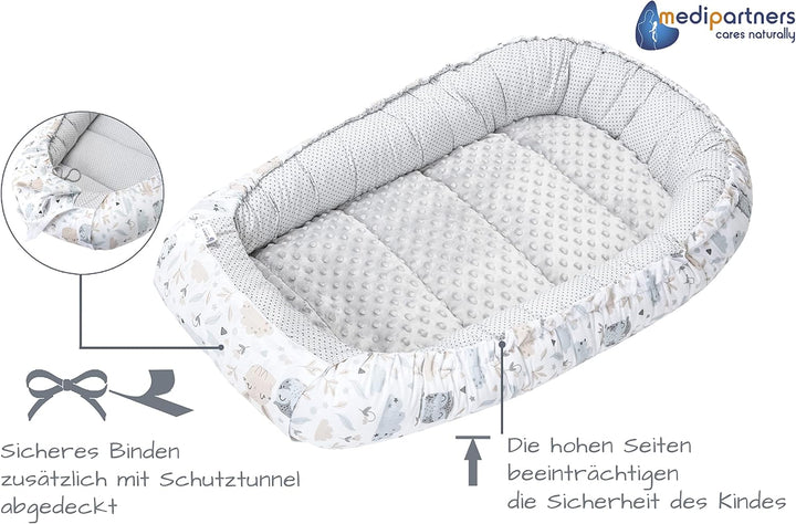 Medi Partners Babynest Kuschelnest Babynestchen 100% Baumwolle Nestchen Reisebett für Babys Säugling