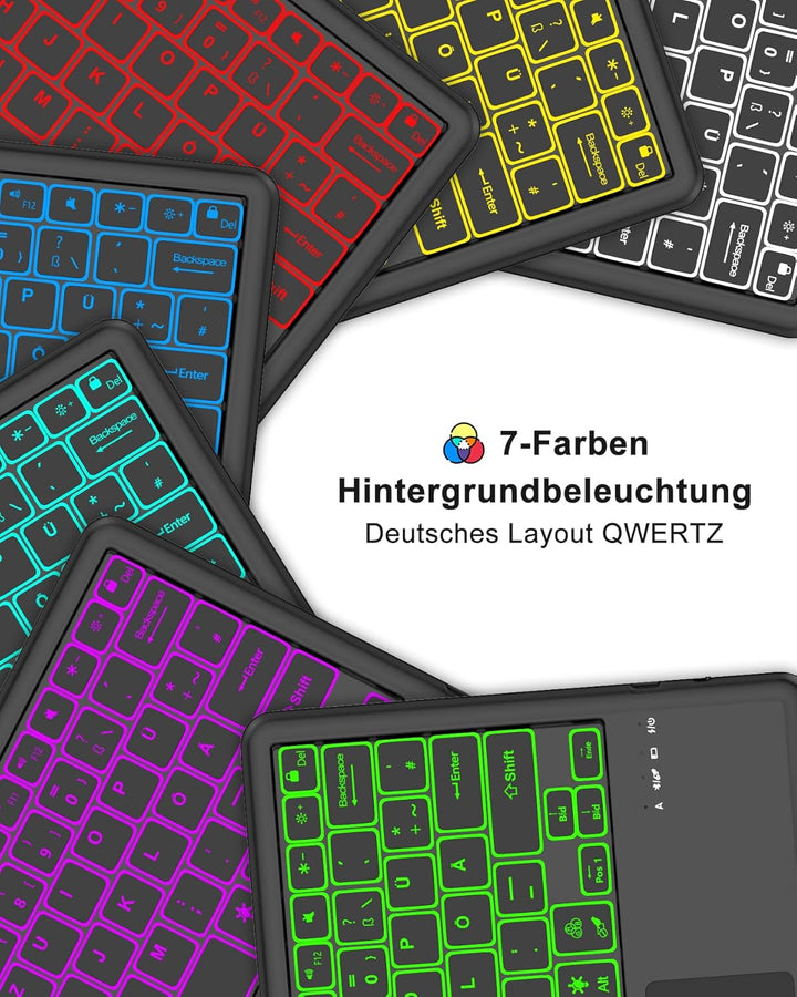 Hülle mit 7-Farben-Beleuchtung und Touchpad Tastatur für Xiaomi Redmi Pad Pro 12,1" (2024) & Poco Pa