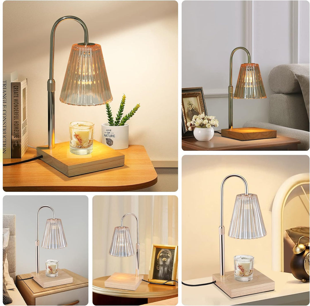 Vusddy Kerzenwärmer Lampe - Elektrische Duftkerzen-Wärmelampe - Dimmbare Wachs-Duftlampe mit Holzsoc