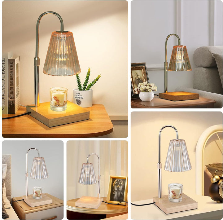 Vusddy Kerzenwärmer Lampe - Elektrische Duftkerzen-Wärmelampe - Dimmbare Wachs-Duftlampe mit Holzsoc
