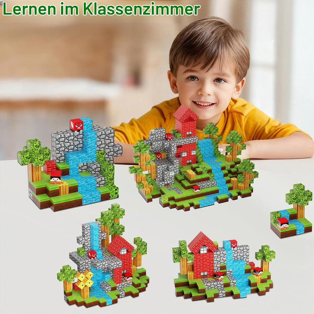 120 TeileMagnetbausteine ab 3 Jahre - Magnetisches Lernspielzeug mit Sensorik Bausteinen für Kinder