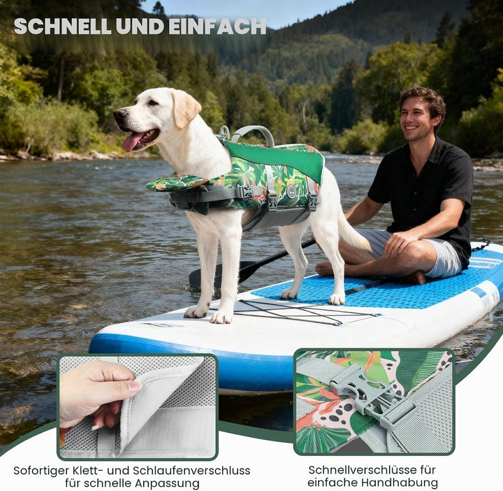 VIVAGLORY Front Float Schwimmweste Hund, Hundeschwimmweste für Bootfahren, Schwimmweste with Kopfstü