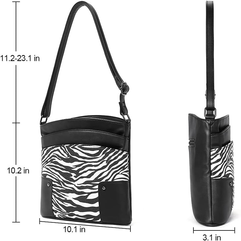 CLUCI Umhängetasche Damen Klein Crossbody Clutch Handytasche mit Geldbörse Schwarz mit Zebramuster,