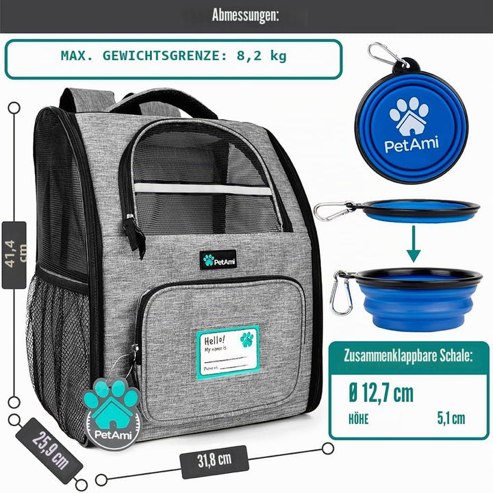 PetAmi Hunderucksack für kleine und grosse Katzen, Haustiere, Welpen, belüfteter Haustier-Wanderruck