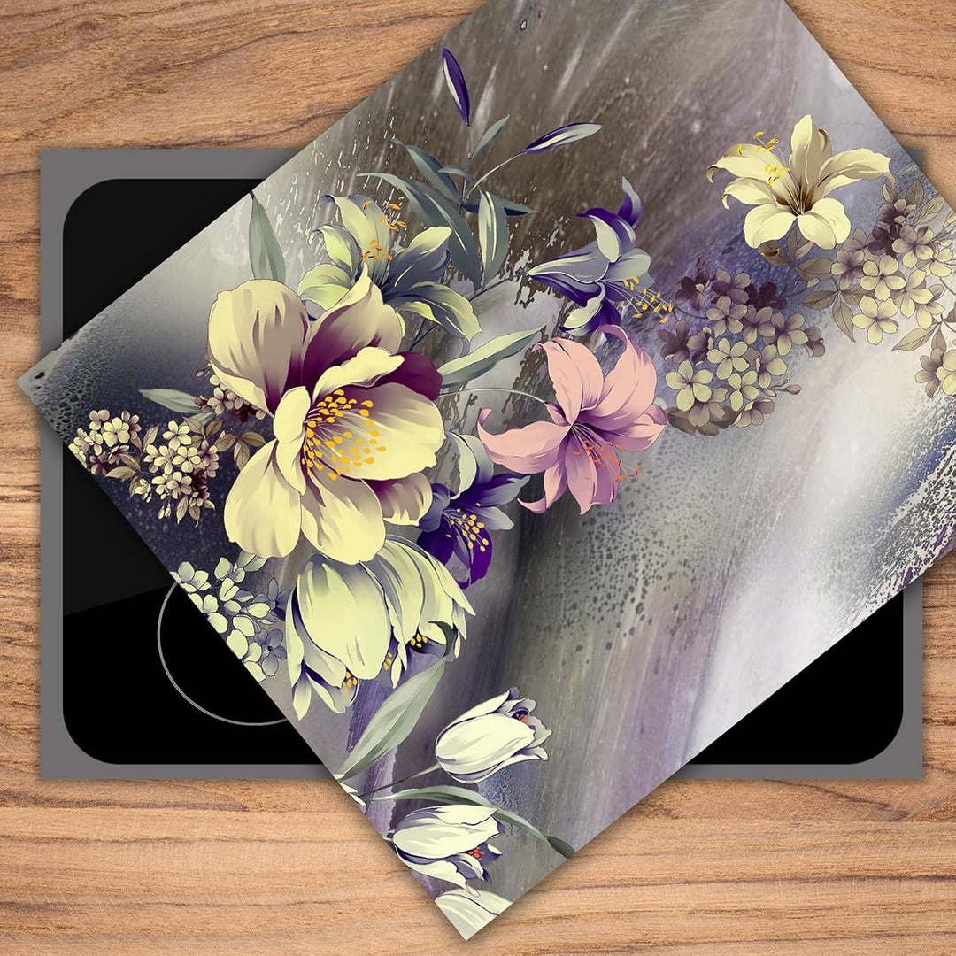 SmartDecoration Herdabdeckplatte Ceranfeldabdeckung aus Glas 60x52 cm Einteilig Motiv "Bild" Grau (1