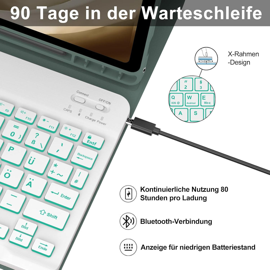 Tastatur für Samsung Galaxy Tab A9 Plus 11", Hülle mit Tastatur für Samsung Tab A9+ 2023, Bluetooth
