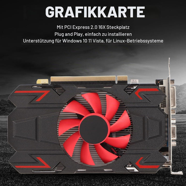 Cuifati Radeon HD 7670 Grafikkarte, 4 GB GDDR5 Grafikkarte 128 Bit 1800 MHz GPU 2K Grafikkarte PCI E