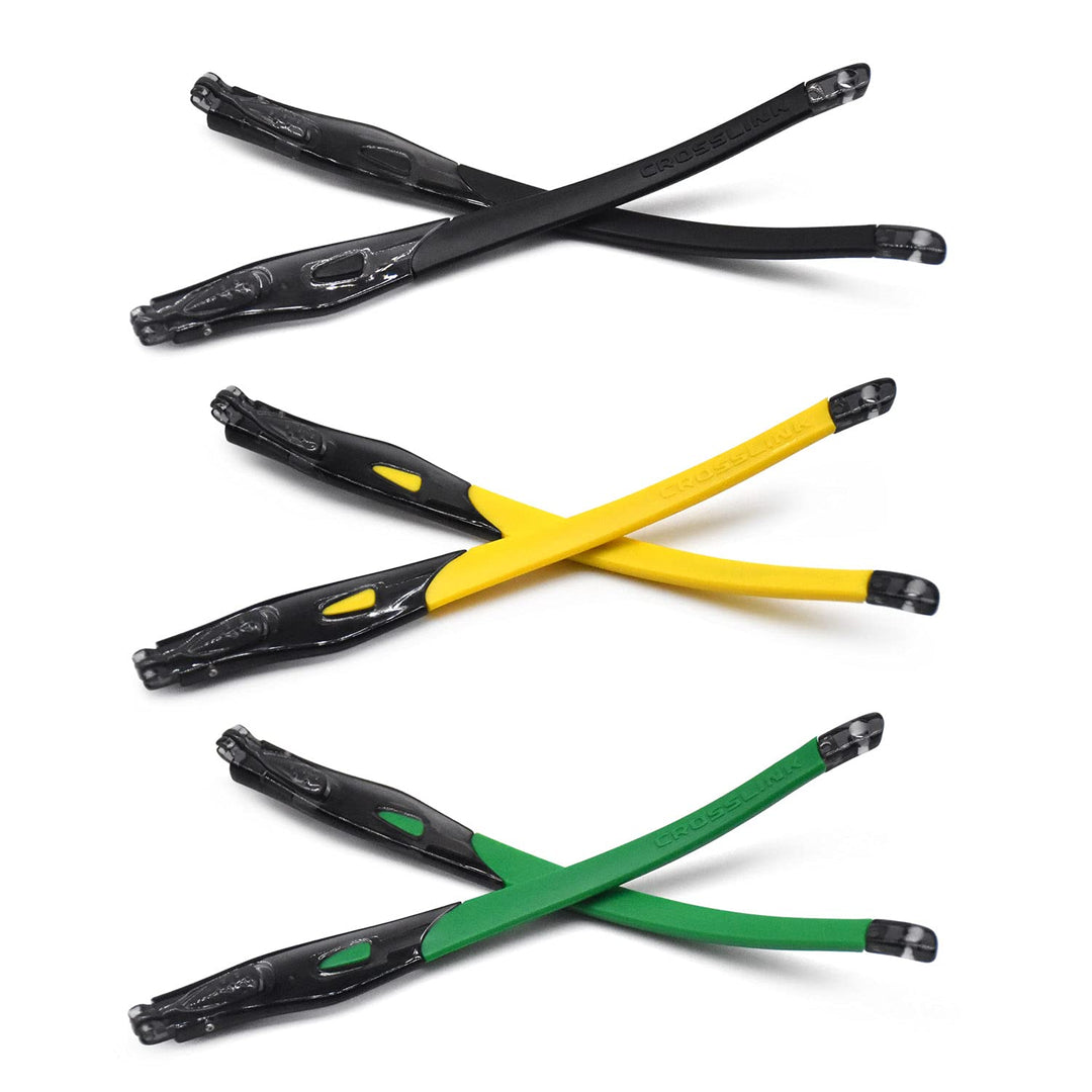 HKUCO Schwarz/Gelb/Grün Gummiersatz Transparente Schwarz Rahmenbeine Für Oakley Crosslink Sweep/Swit