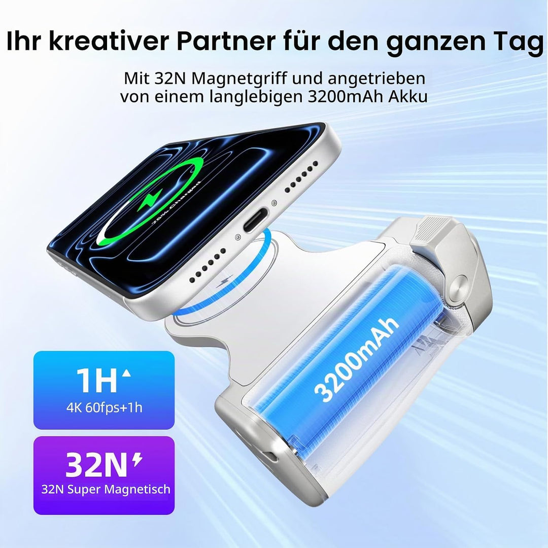 Master Grip Kit für iPhone 17 16 15 14 13 12(iOS 26), Magnetic Kameragriff für Phone, Pro Shot Imagi
