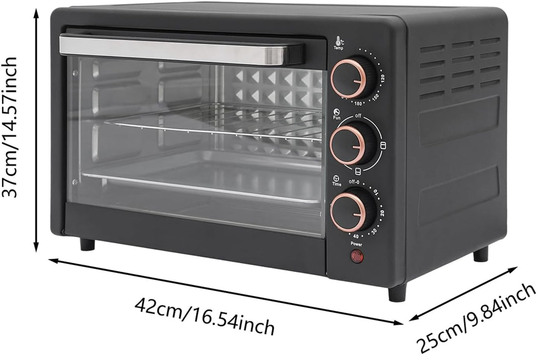 Mini Backofen Schwarz/Weiss 22 Liter Pizzaofen mit 60 min Timer 1000W Elektrobackofen 120°C-250°C Ei