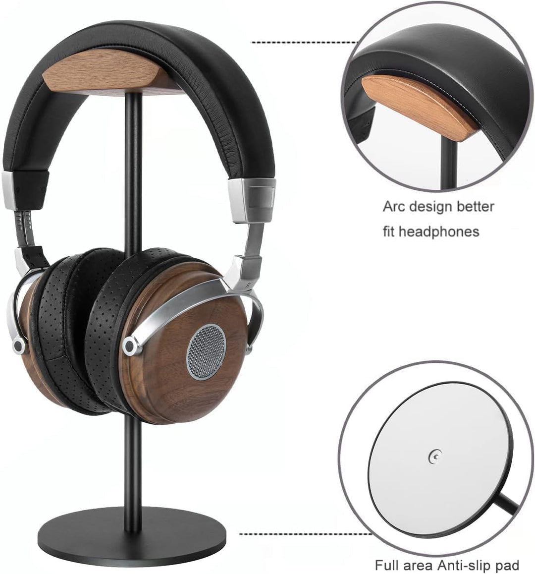 Kopfhörer Ständer mit Walnussholz& Aluminium,Headset Halterung mit Schwerer Basis,Headset Ständer fü