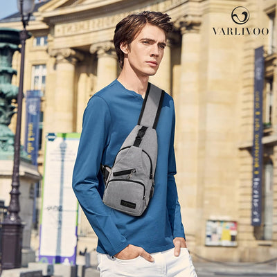 VARLIVOO Herren Sling Bag mit USB Port Crossbody Bag Diebstahlsicherung Schultertaschen Reise Wander