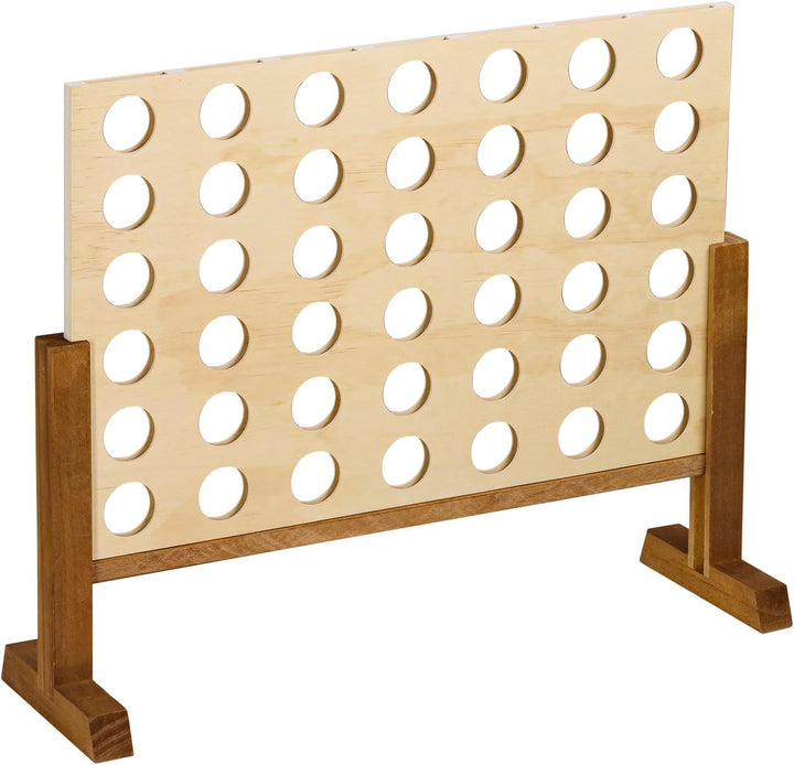 Idena 40378 - Holzspiel 4 in Einer Reihe XXL, 21 Blaue Steine und 21 rote Steine, Grösse 45 x 56 x 1