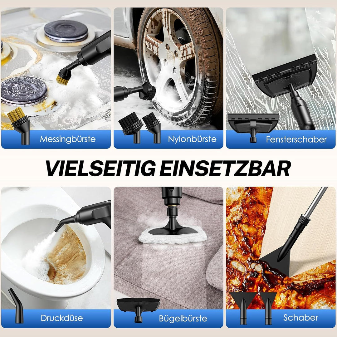 ODSD Dampfreiniger für Haushalt und Auto, 3-stufig einstellbarer Dampfreiniger, 15 Sekunden Aufheizz