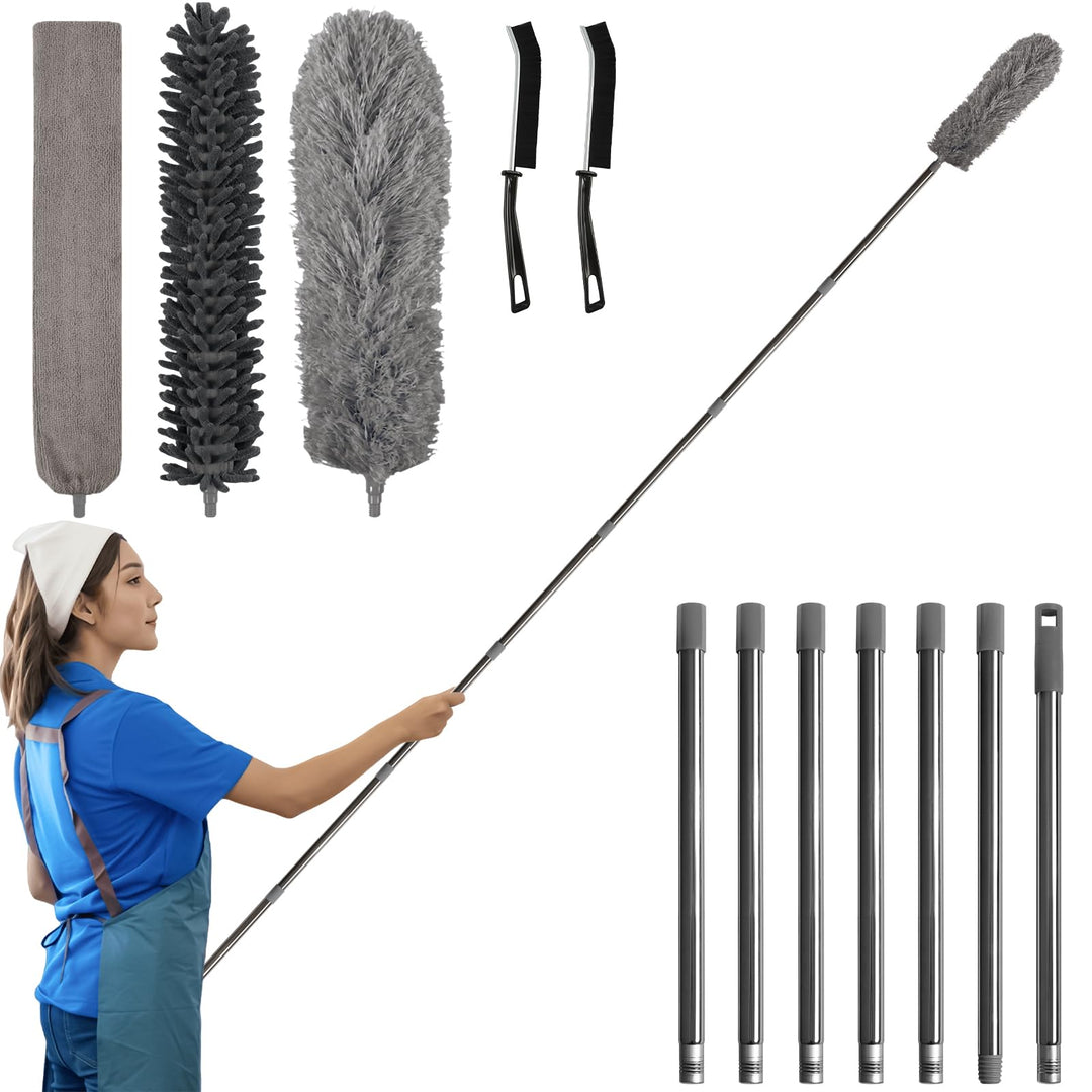 marysgift Staubwedel Teleskop,Staubwedel Lang Ausziehbar 310 cm, mit 7 Teleskopstange, Waschbar Mikr