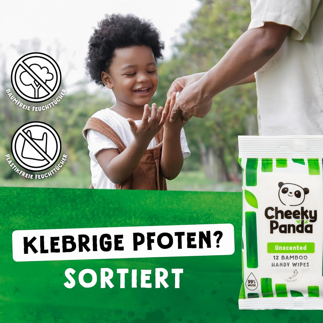 The Cheeky Panda Plastikfrei Feuchttücher Box Baby | 12 Packungen x 12 Stück (144 Feuchttücher) | Fü
