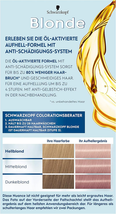 Schwarzkopf Blonde Aufhellende Farbe 10.25 Helles Erdbeerblond (3 x 142 ml), Haarfärbemittel für Öl-