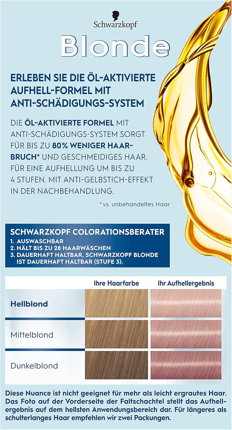 Schwarzkopf Blonde Aufhellende Farbe 10.25 Helles Erdbeerblond (3 x 142 ml), Haarfärbemittel für Öl-
