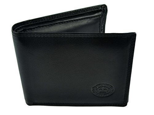 London Leathergoods - Portefeuille Homme Cuir Doux de Qualité Pliable en 3 Stylé - Noir, Taille uniq