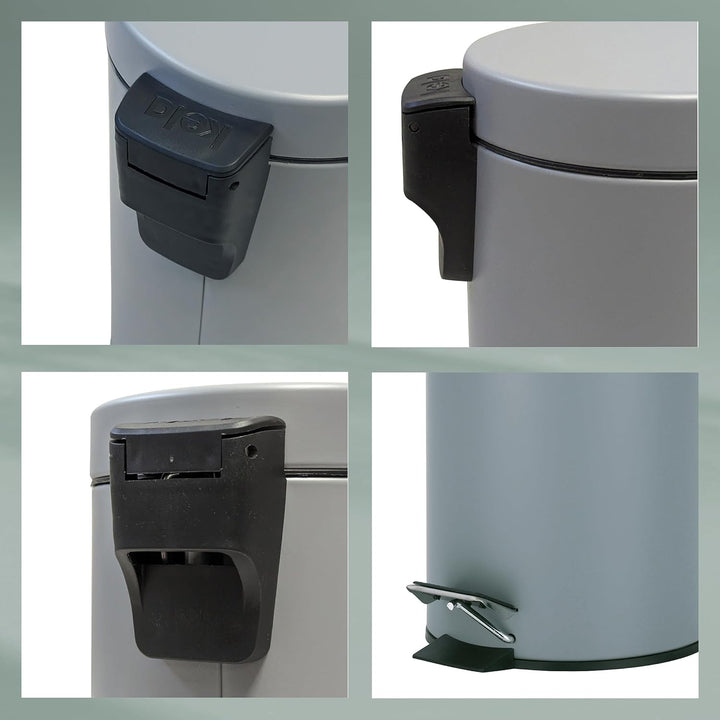 kela Kosmetikeimer grün 3l, Metall Tretmülleimer Badezimmer, Badmülleimer mit Inneneimer und Tragehe