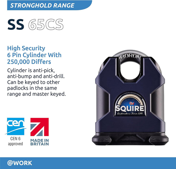 SQUIRE SS65CS Hochsicheres Vorhangschloss 65mm Closed Shackle CEN6 Multi, 65mm Closed Shackle CEN6 M