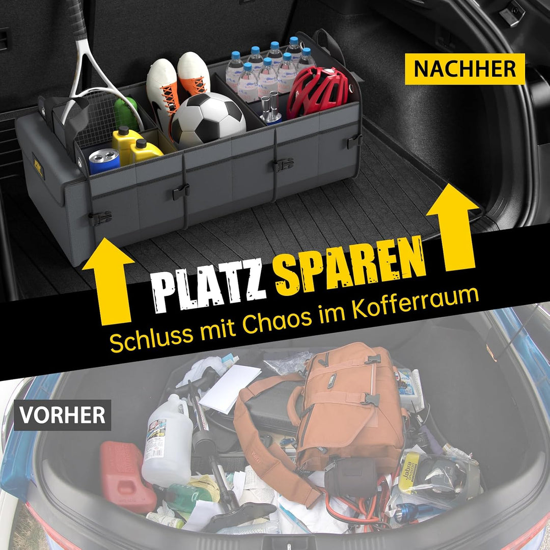 MIKKUPPA Kofferraum Organizer mit Kühltasche – 100L Grosse Kofferraumtasche, Zusammenklappbarer Auto