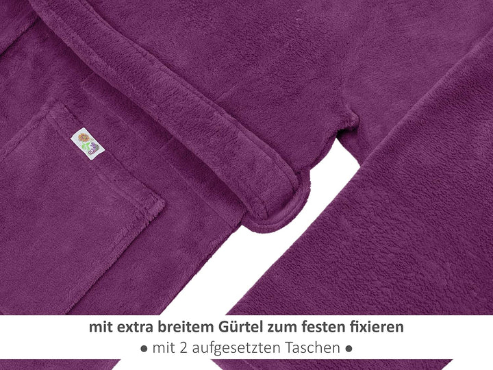 Emily´s Check Kuschelfleece Therapie Bademantel mit Kapuze und Innentaschen 1582.2293 S beere, S bee