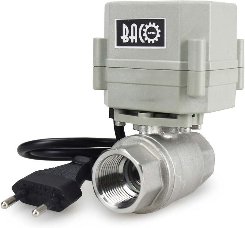 BACOENG AC110/230V 2 Wege 3/4" Edelstahl Motorkugelhahn Elektrische Zonenventil mit Stecker NC 3/4"