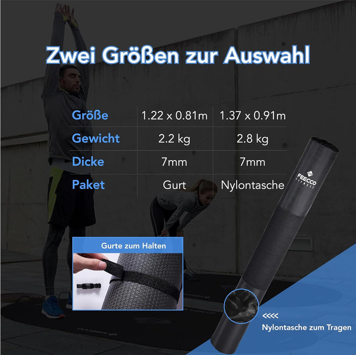 Feecco Springseilmatte, Rutschfeste 7mm Ultra-Dicke PVC Matte mit Hoher Dichte 1.37x0.91m, 1.37x0.91