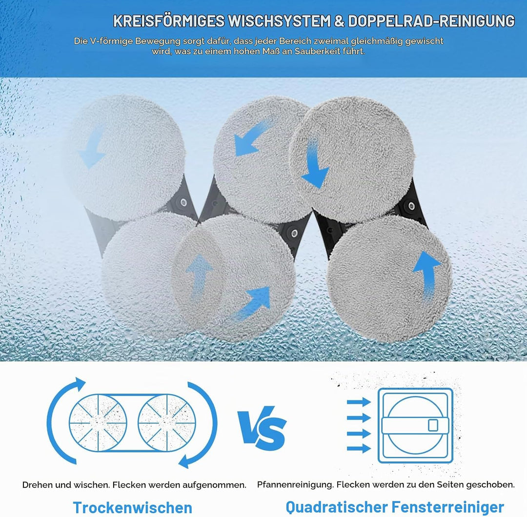 Fensterputzroboter mit Wassersprühfunktion &amp; Wegplanung, 2800 Pa Saugkraft, Kantenerkennung, Fernbed
