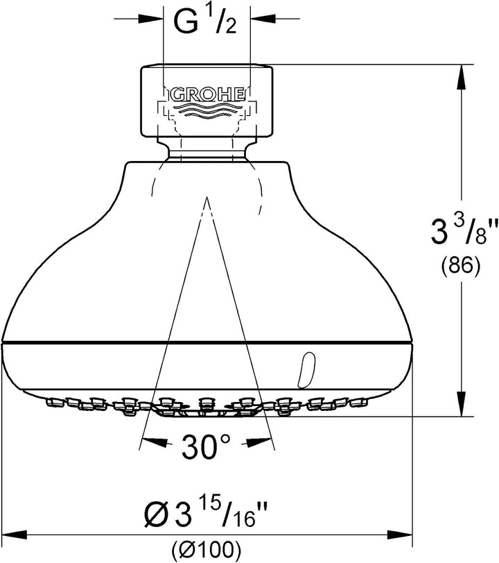 Grohe Tempesta 100, Kopfbrause, 4 Strahlarten, Chrom, 27606001