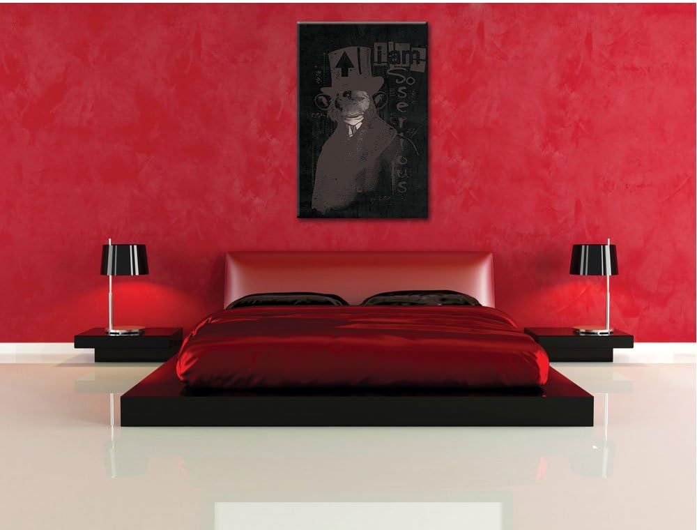 Dark I am serious black Bild auf Leinwand, XXL riesige Bilder fertig gerahmt mit Keilrahmen, Kunstdr