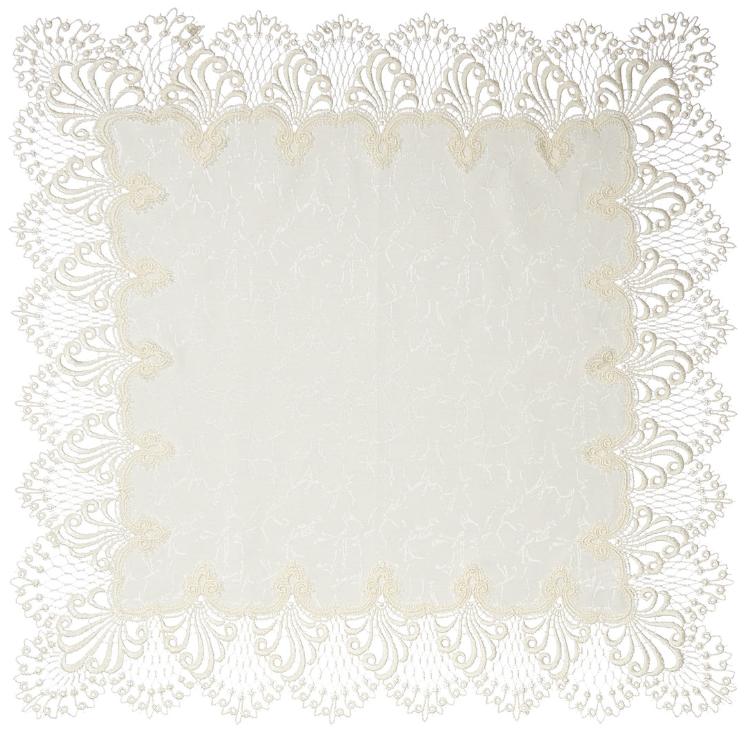 Plauener Spitze by Modespitze 3086E_14_6565 Tischdecke Design Nizza, 14 cm breite Spitze, 65 cm x 65