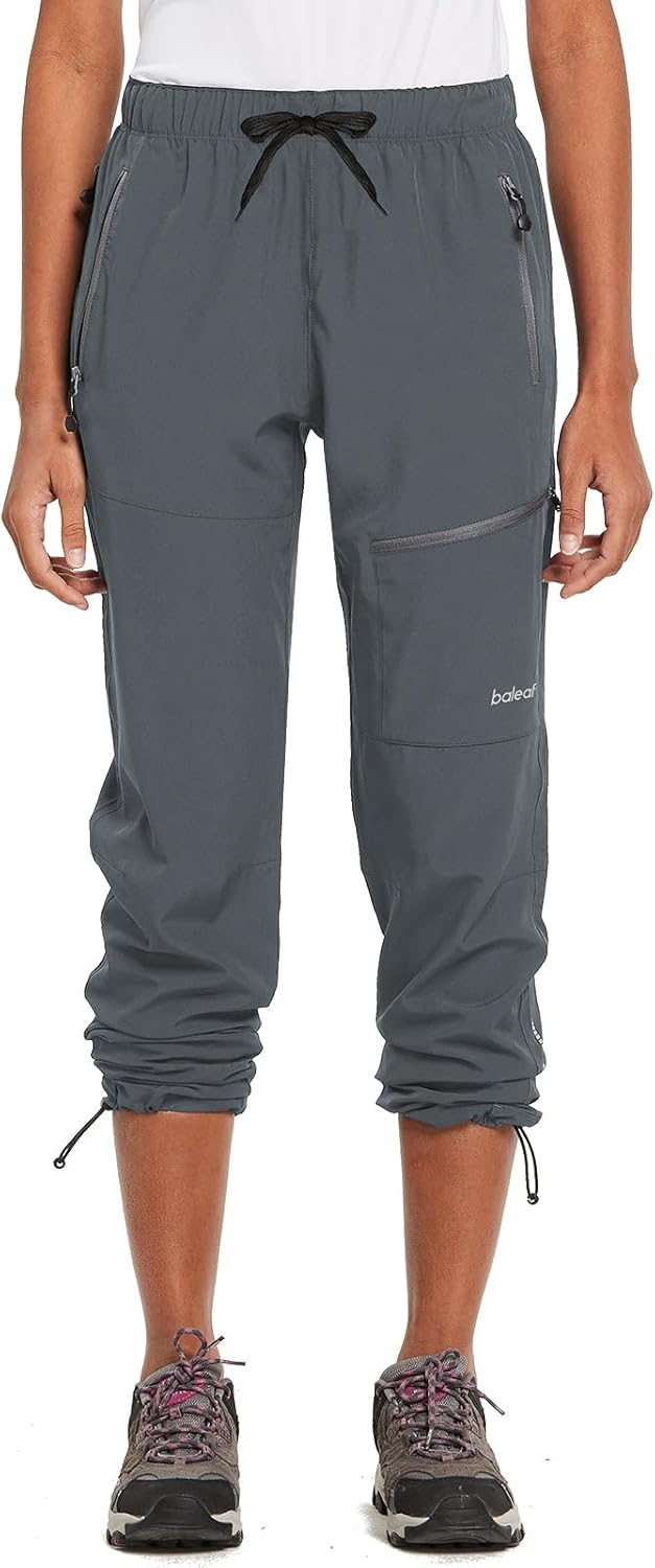 BALEAF Damen Outdoorhose Wanderhose Wasserdicht Schnelltrocknend Leicht Trekkinghose Capris UV Schut