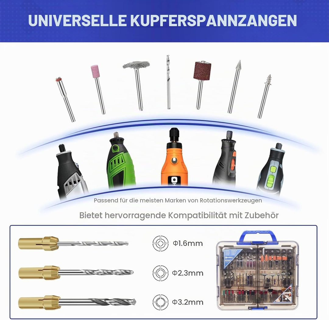 HARDELL Kit 508-teilig für Rotationswerkzeuge, kompatibel mit Dremel. Zubehör mit 1/8 Zoll (3,2 mm)