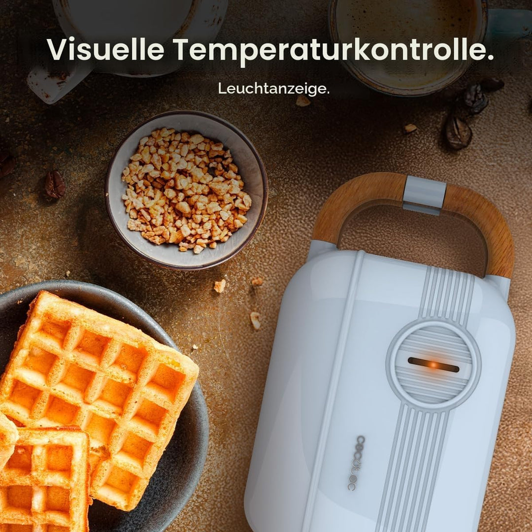 Cecotec Sandwichmaker Vintage Rock'Ntoast Retro One Blau. 700W, 3 austauschbare Platten, Retro-Desig