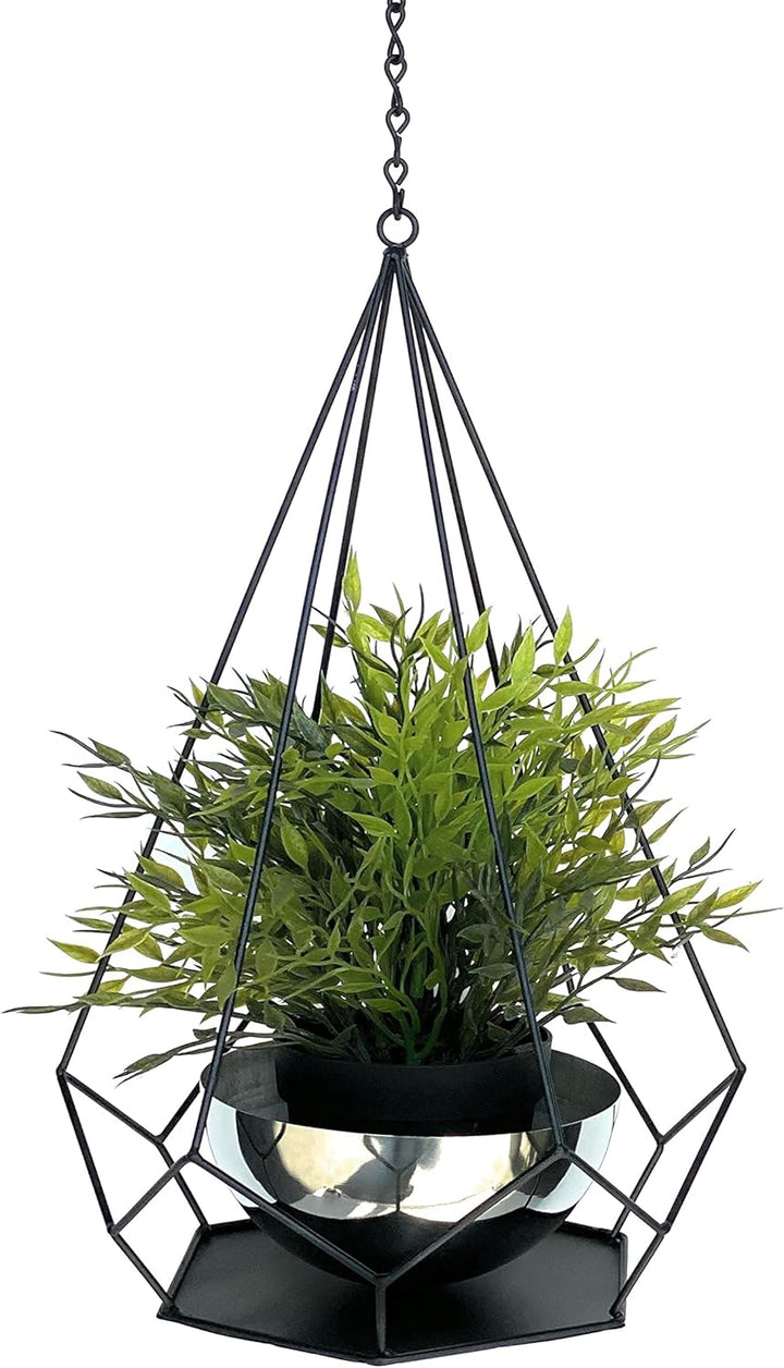 DanDiBo Blumenampel Innen Metall Wand Hängepflanzen 59 cm 96095 S mit Topf 6 Ecken Pflanzenhänger Bl