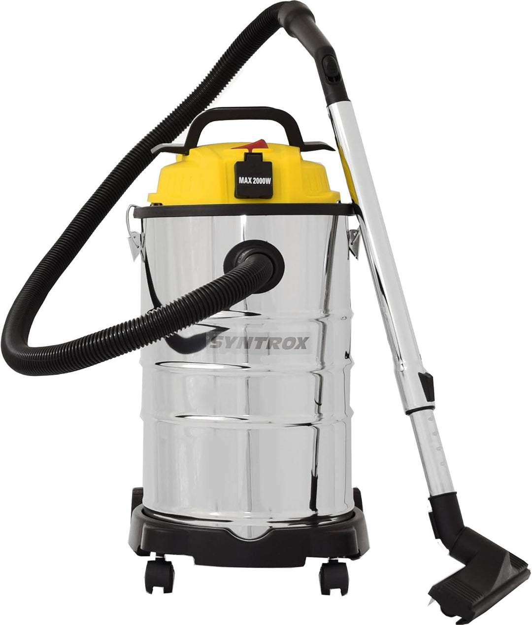 Syntrox Germany 30 Liter Staubsauger Nass- und Trockensauger Edelstahl mit Steckdose Schnellverschlü