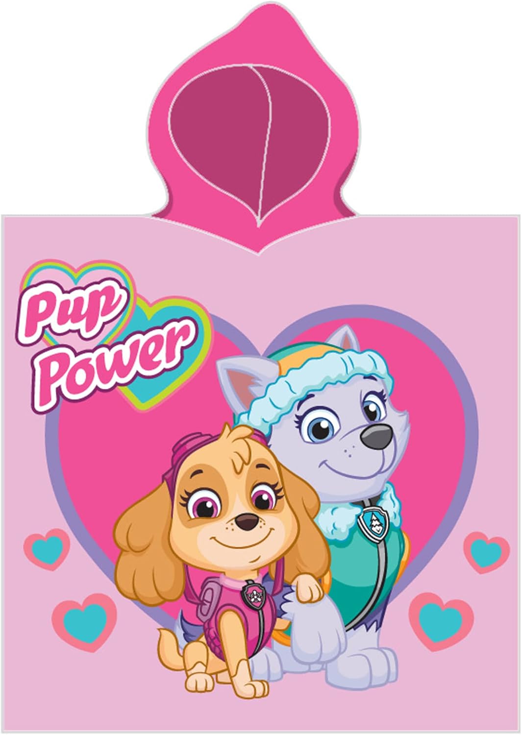 Paw Patrol Kinder Kapuzen Bade-Poncho Girl's Rosa 60x120 cm 100% Baumwolle Veloursqualität Poncho Ba