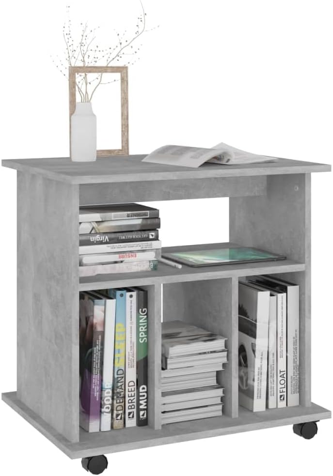 Rollschrank mit 4 offenen Fächern, Büroschrank für Wohnzimmer, Schlafzimmer, Office, Robust, Leicht