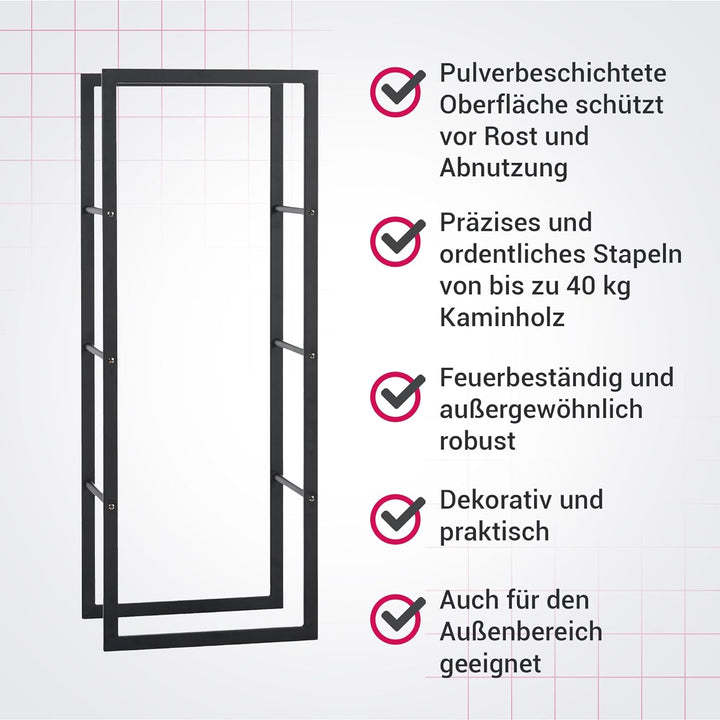 SULENO Kaminholzregal CARDIFF Feuerholzregal Innen Brennholzregal Holzhalter