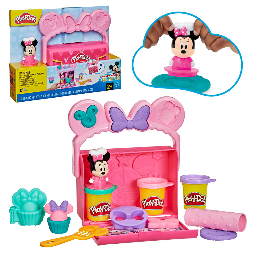 Play-Doh Disney Junior Knet-Konditorei für unterwegs Spielset mit Minnie Maus, Lebensmittel-Vorschul