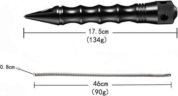 Survival Gross ++ Kubotan mit Whip | Selbstverteidigung | Fensterbrecher Punch mit PU-Leder Aufbewah