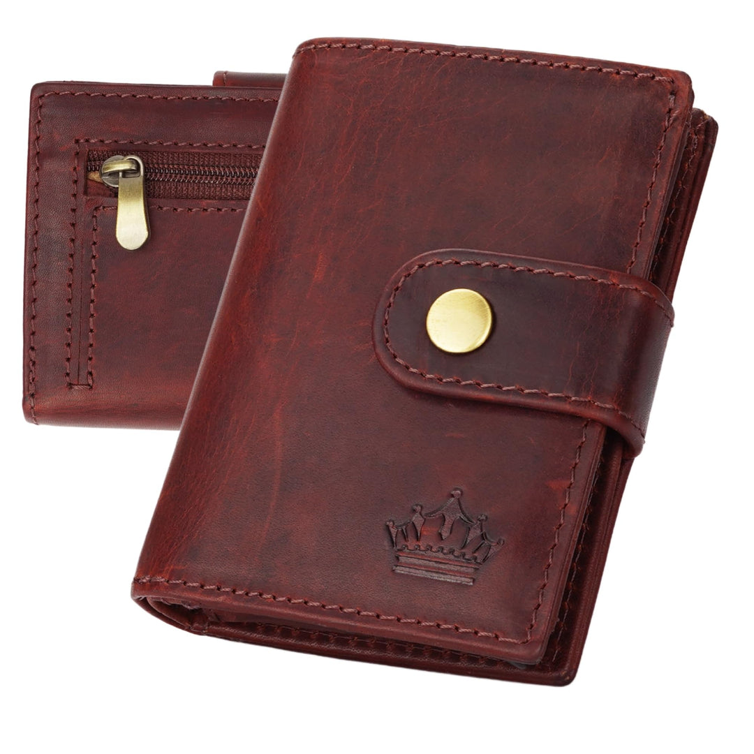 Slim Wallet Geldbeutel mit Münzfach und RFID-Schutz Rindleder Börse für Herren Mini Geldbörse NEU (B