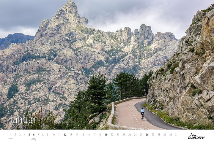 quäldich.de-Rennrad-Kalender 2025 Format DIN A3: Mit 13 Bildern und 12 Touren durch das Radsport-Jah