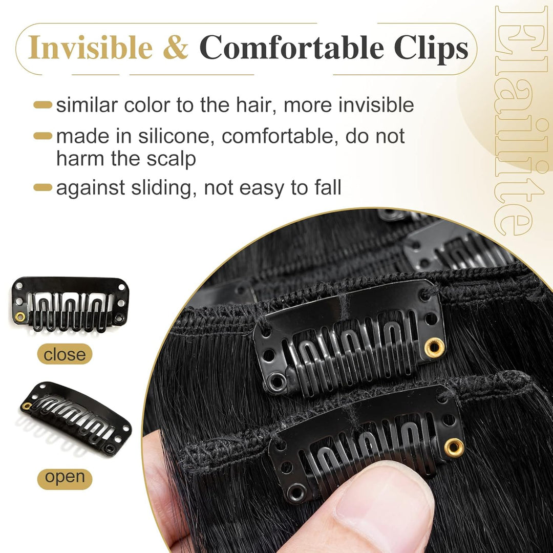 Elailite Clip in Extensions Echthaar Doppelt Tressen für Mädchen Haarverlängerung Haarteil 8 Teilig