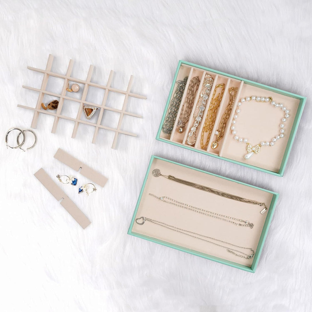 ProCase Schmucktablett Organizer mit 4 Schmuckschalen, Stapelbar Schmuck Schublade Organizer, Schmuc