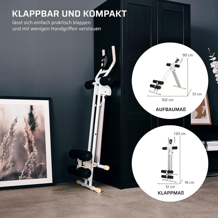 SportPlus Bauchtrainer für zuhause klappbar - Bauchmuskeltrainer, Bauchroller mit 3 oder 4 Trainings